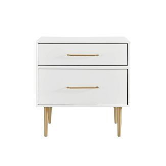 Gloria 2 Drawer Nightstand White Linon thumbnail 3