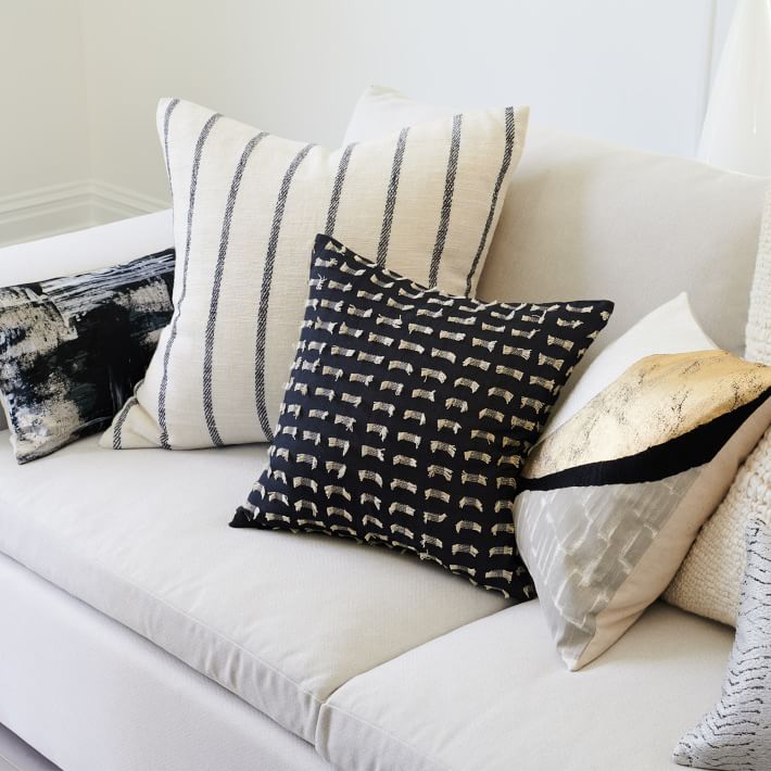 Embroidered Abstract Path Pillow Cover no insert thumbnail 2
