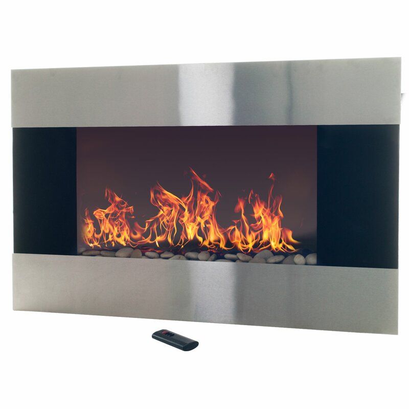 Carreon Stainless Steel Wall Mounted Electric Fireplace thumbnail 2