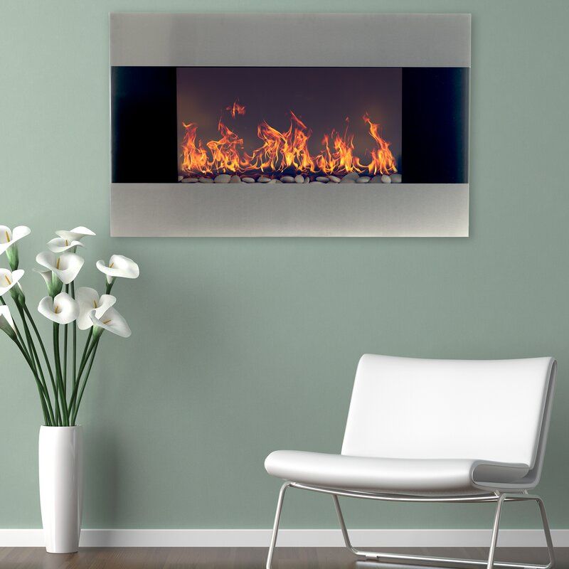 Carreon Stainless Steel Wall Mounted Electric Fireplace thumbnail 3