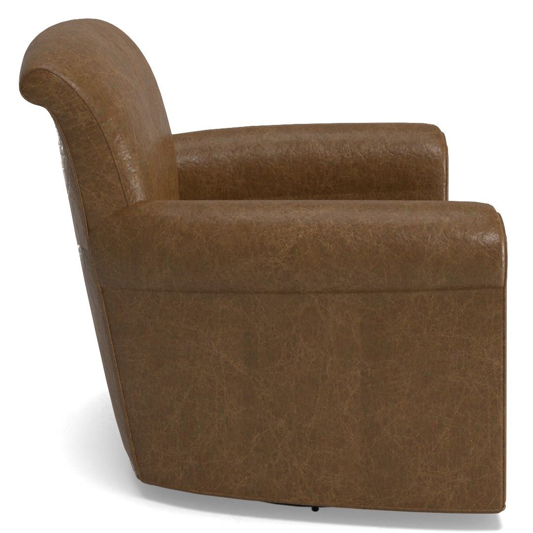 Irving Roll Arm Leather Swivel Armchair thumbnail 2