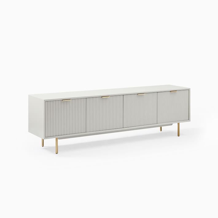 Quinn Lacquer Media Console Haze Antique Brass thumbnail 4