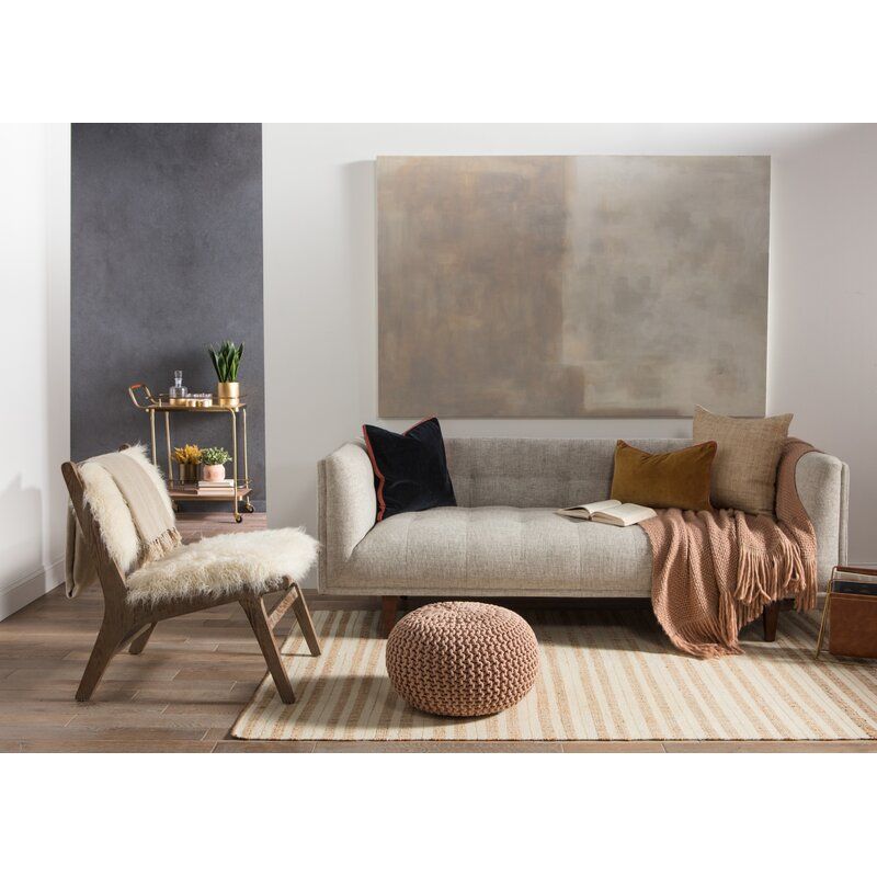 Aubrielle Wide Round Pouf Ottoman thumbnail 4