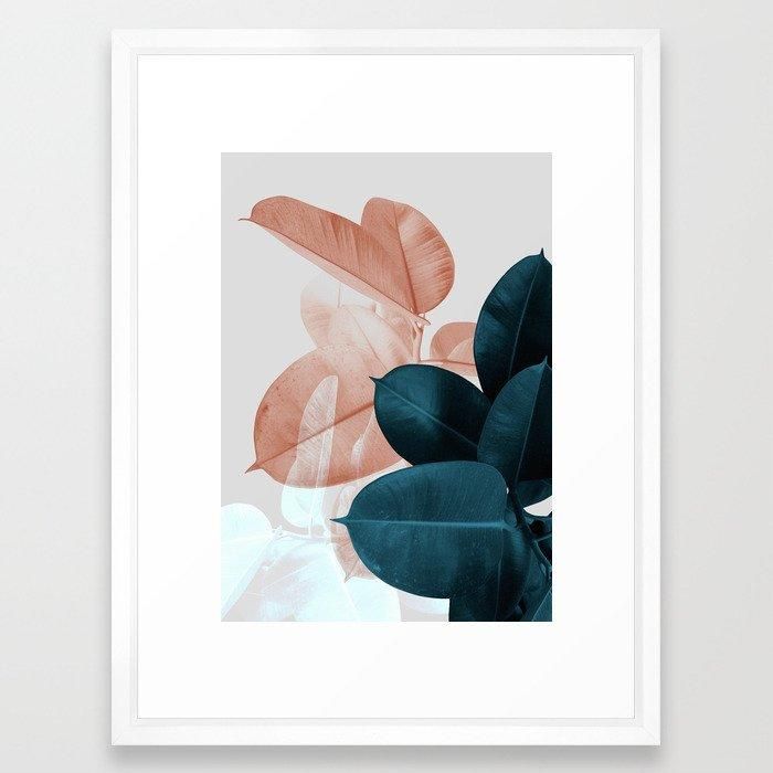 Blush And Blue Leaves Art Print With Frame 20''x26 thumbnail 2