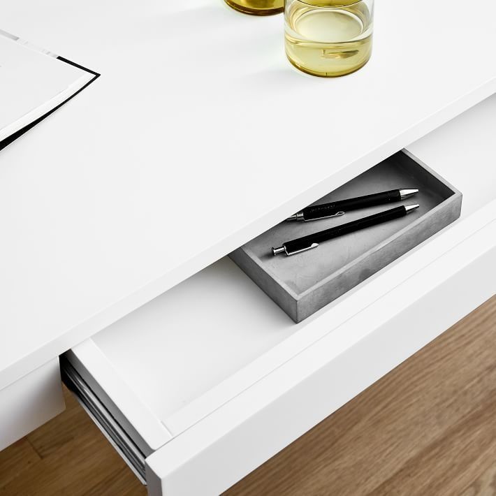 Parsons Desk With Drawers White thumbnail 3