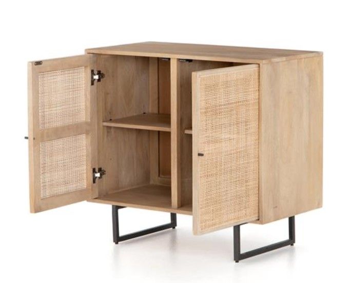 Breanna Modern Classic Natural Cane Mango Wood Cabinet thumbnail 3