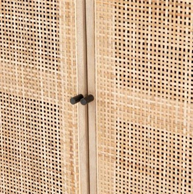 Breanna Modern Classic Natural Cane Mango Wood Cabinet thumbnail 4