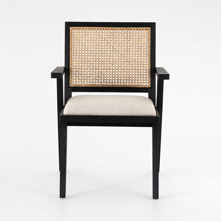 Annette Black Upholstered Cane Dining Chair thumbnail 3
