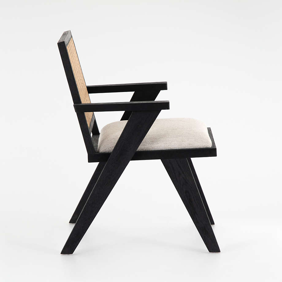 Annette Black Upholstered Cane Dining Chair thumbnail 4