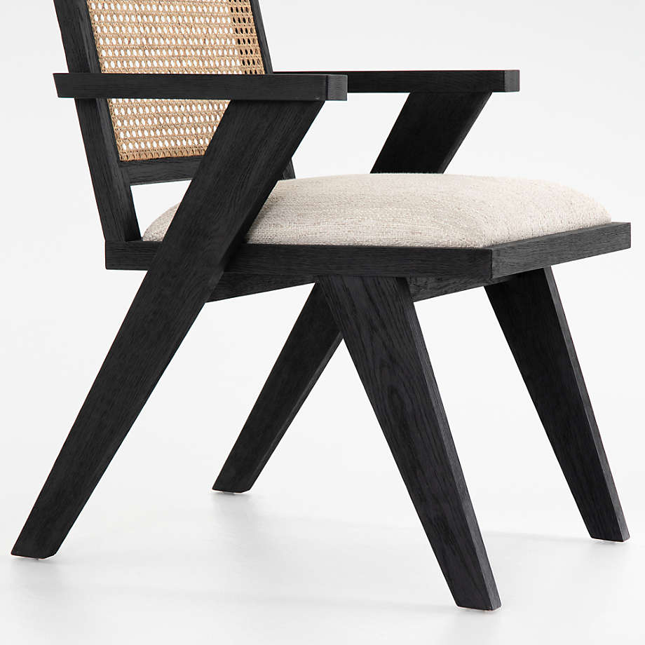Annette Black Upholstered Cane Dining Chair thumbnail 5