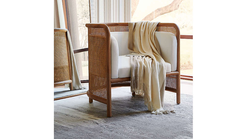 Fields Cane Back White Accent Chair thumbnail 2