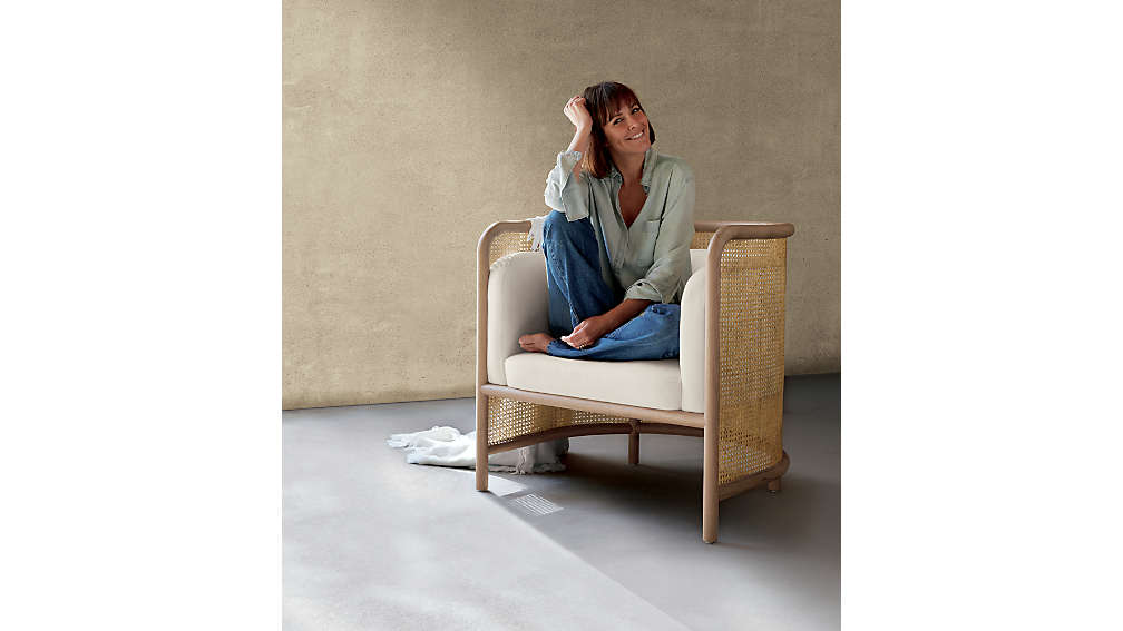 Fields Cane Back White Accent Chair thumbnail 3