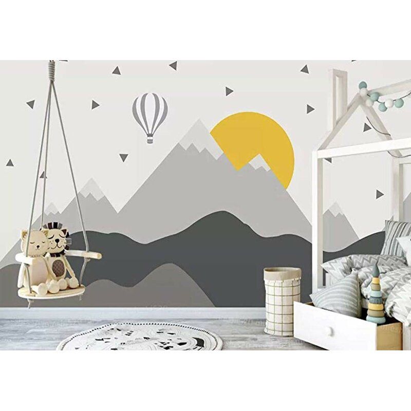 Wall Paper Peel And Stick Hot Air Balloon Kids Mountain Wallpaper thumbnail 2