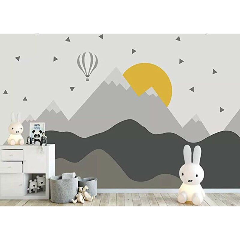Wall Paper Peel And Stick Hot Air Balloon Kids Mountain Wallpaper thumbnail 3