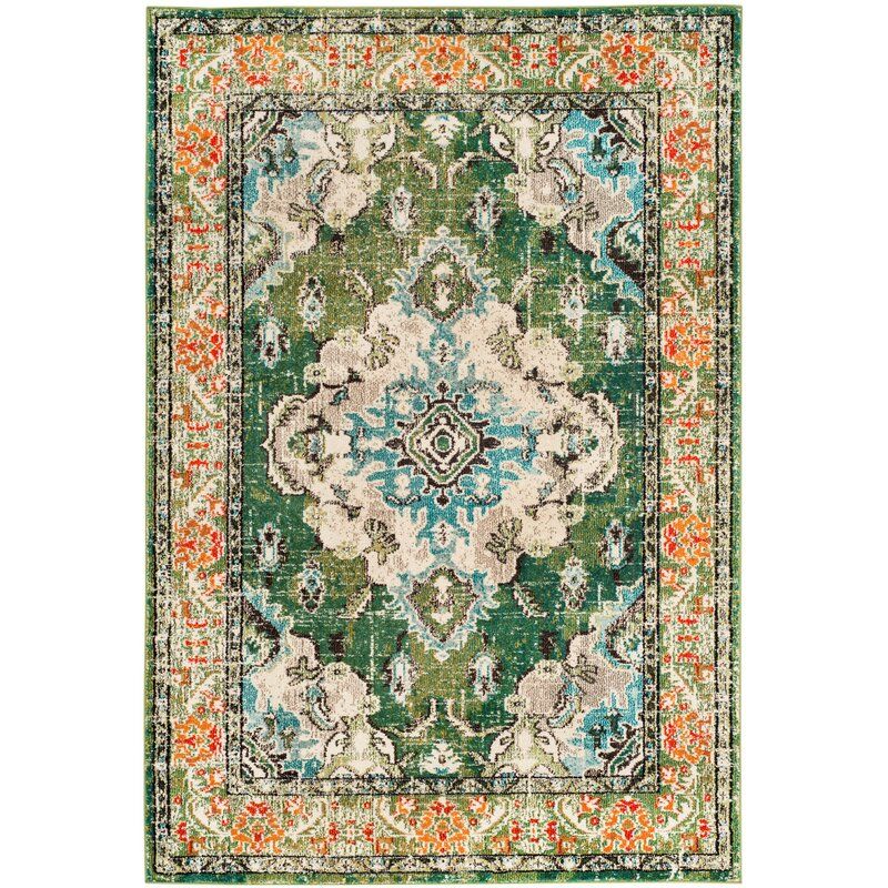 Indira Oriental Forest Green Area Rug-8'x10' thumbnail 2