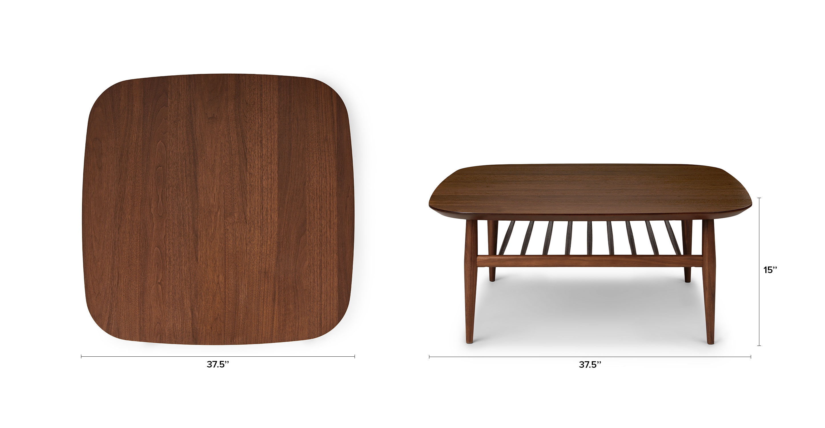 Lenia Walnut Square Coffee Table thumbnail 7