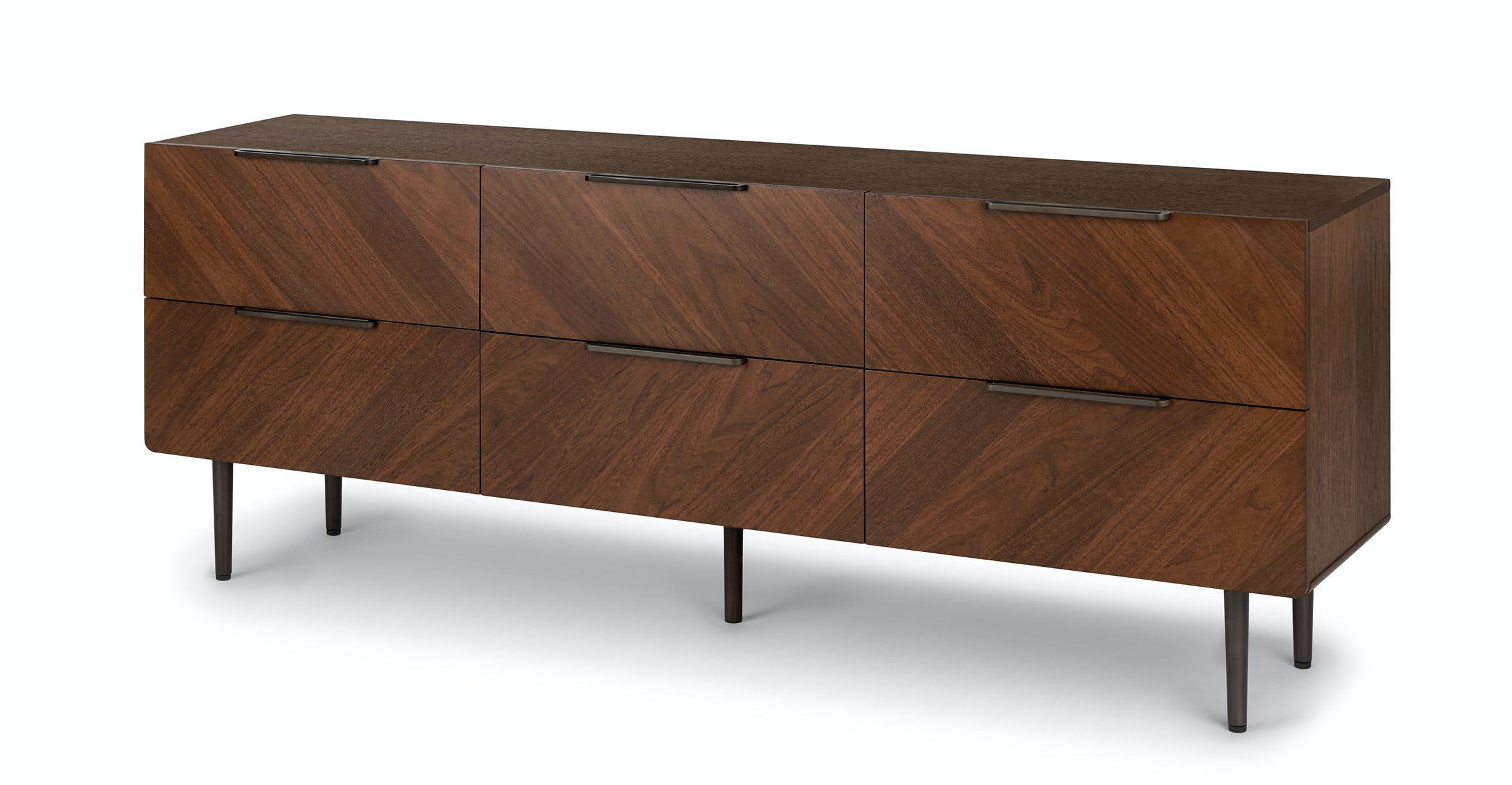 Nera Walnut 6 Drawer Low Double Dresser thumbnail 2