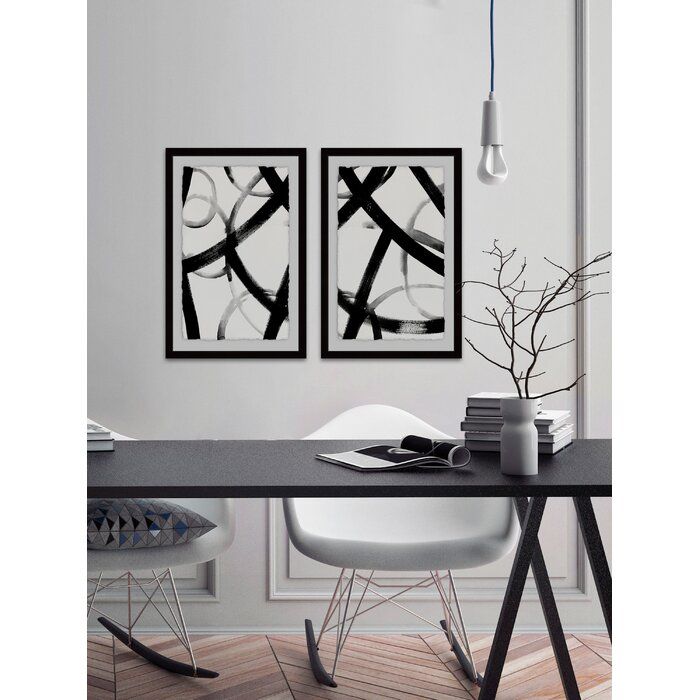 Monochrome Ripple Diptych Piece Framed Print Set thumbnail 2