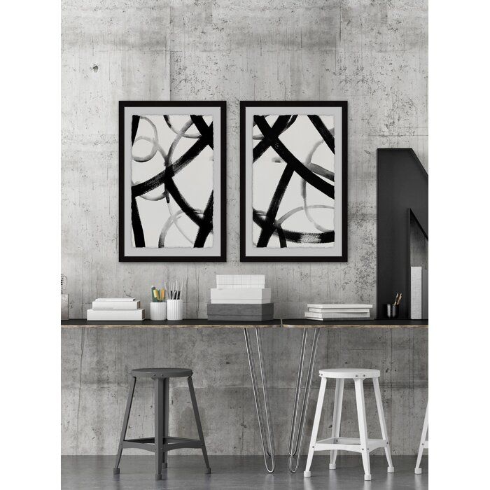 Monochrome Ripple Diptych Piece Framed Print Set thumbnail 3