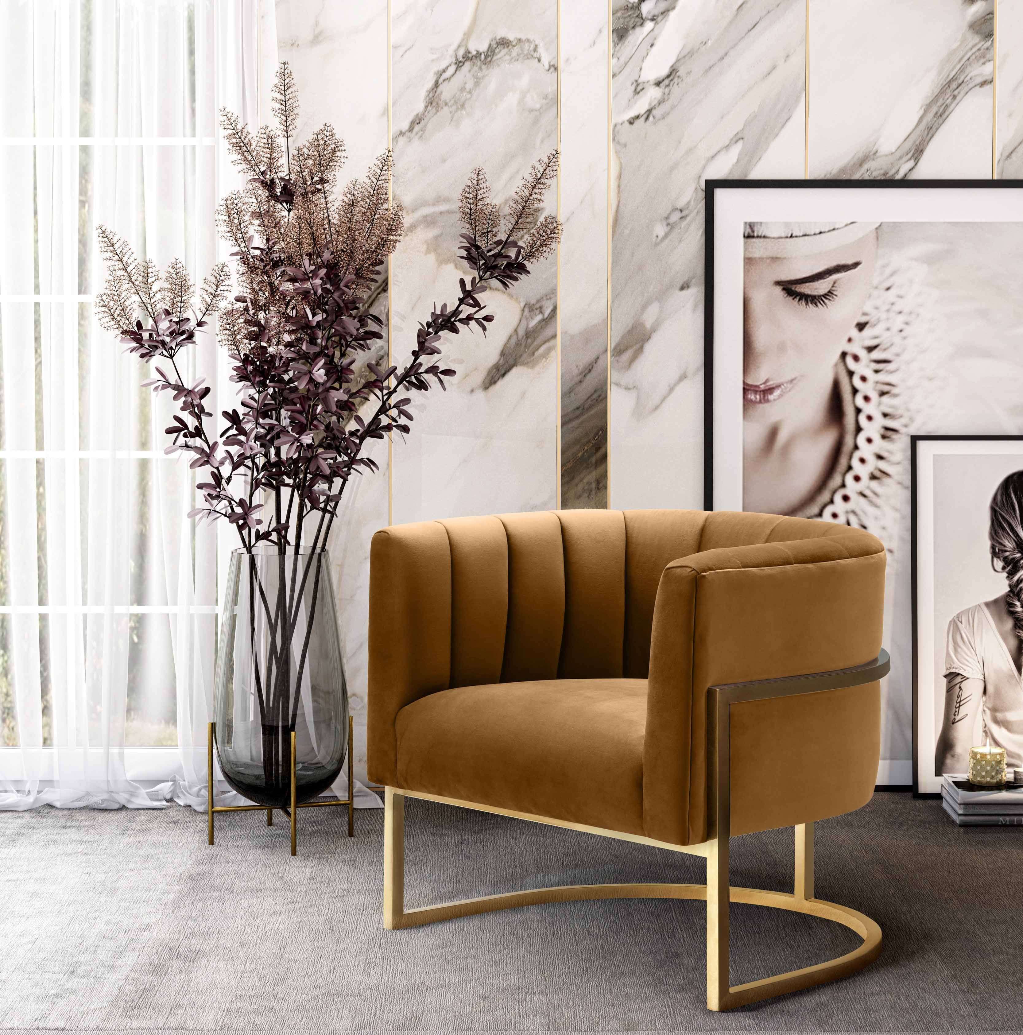 Blossom Cognac Velvet Chair thumbnail 5