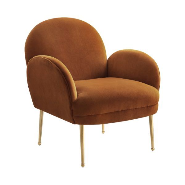 Isla Cognac Velvet Chair thumbnail 2