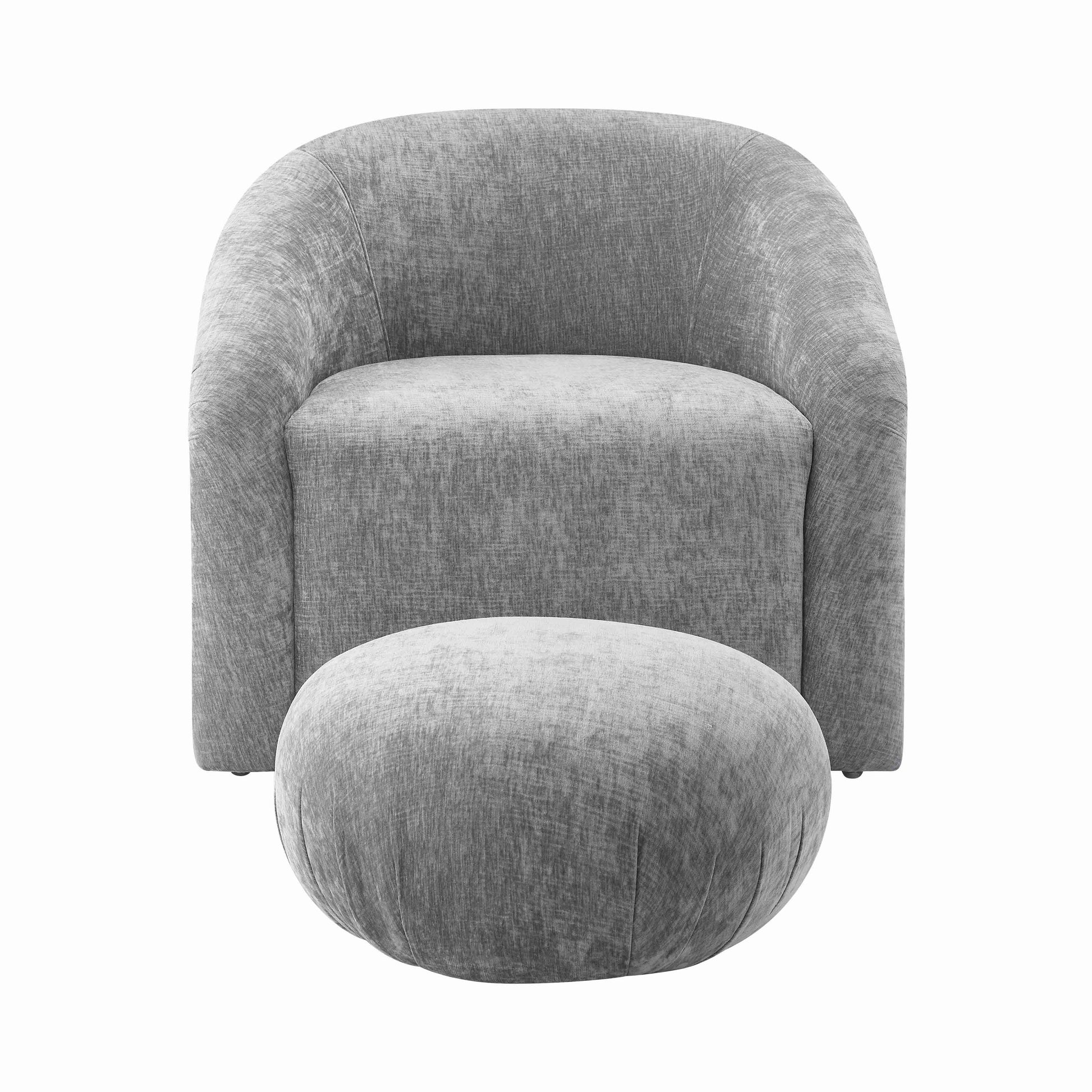 Tuscan Grey Velvet Chair Ottoman Set thumbnail 3