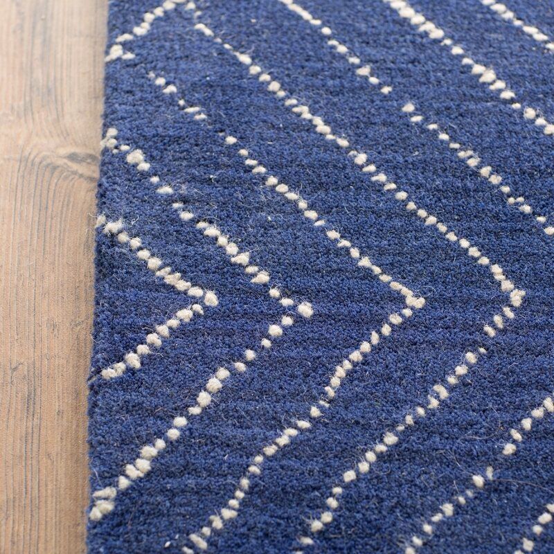 Utsey Geometric Handmade Tufted Wool Navy Area Rug-7'6''x9'6'' thumbnail 4