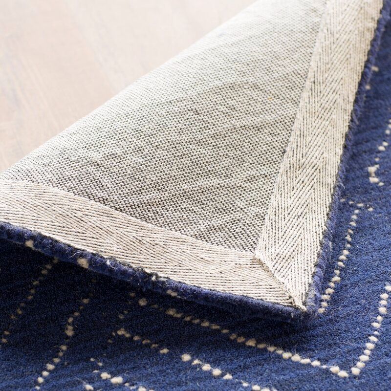 Utsey Geometric Handmade Tufted Wool Navy Area Rug-7'6''x9'6'' thumbnail 6