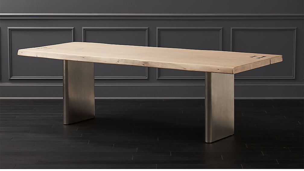 LANDSCAPE LIVE EDGE WHITE WASHED WOOD DINING TABLE thumbnail 4