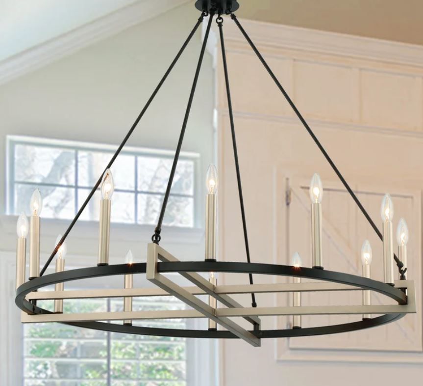 Elkan Light Candle Style Wagon Wheel Chandelier thumbnail 2