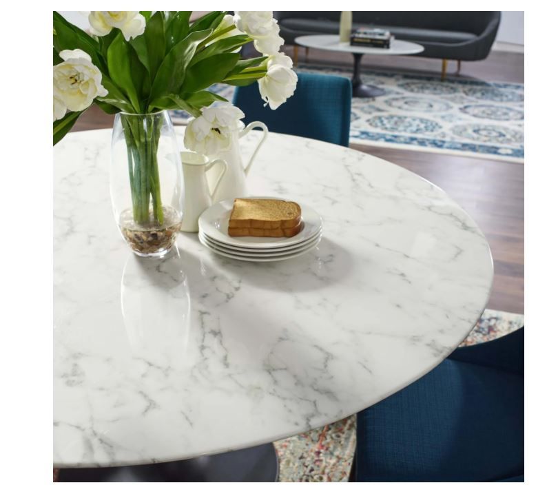 Pila 60" Round Artificial Marble Dining Table thumbnail 4