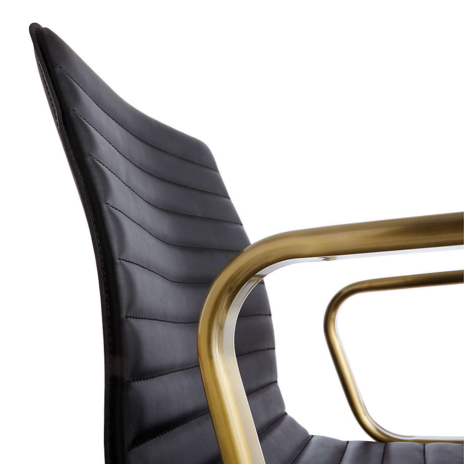 Ripple Black Leather Office Chair with Brass Frame thumbnail 4