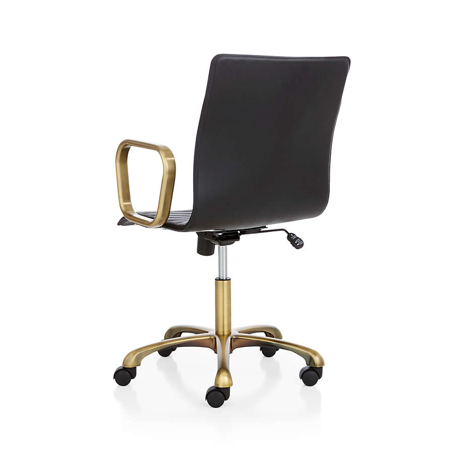 Ripple Black Leather Office Chair with Brass Frame thumbnail 5
