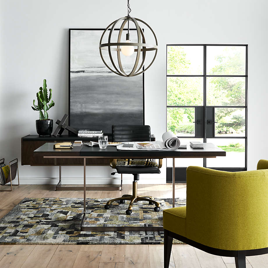 Ripple Black Leather Office Chair with Brass Frame thumbnail 7