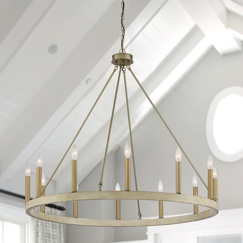 Jadyn 12 Light Candle Style Wagon Wheel Chandelier thumbnail 2