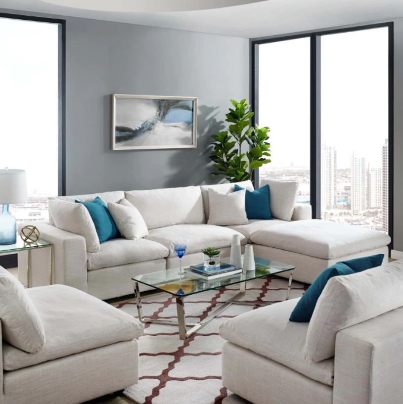 Moxi 4 Piece Sectional Sofa White thumbnail 2