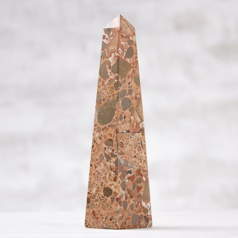 Kettlersville Leopard Jasper Gemstone Obelisk Sculpture thumbnail 3