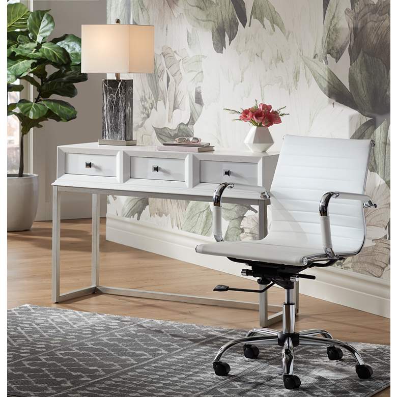  Serge White Low Back Swivel Office Chair  thumbnail 9