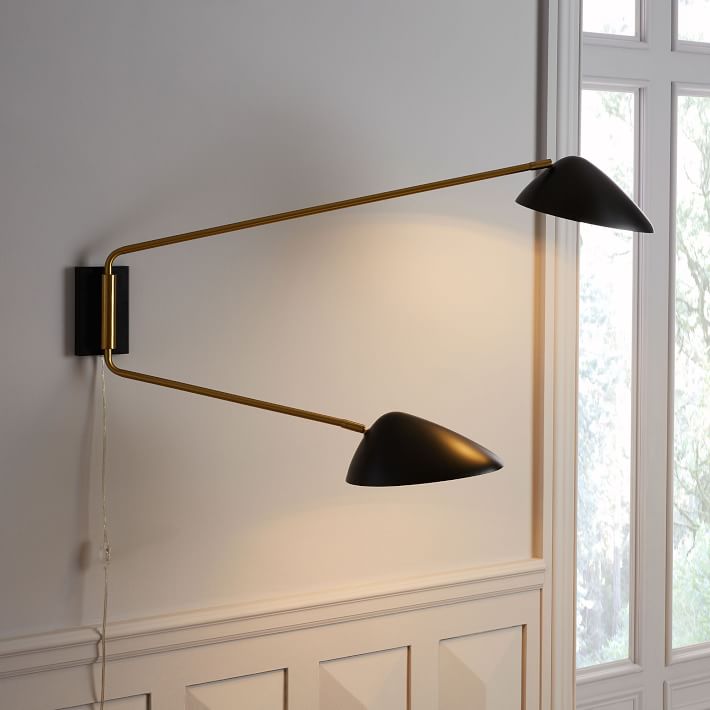 Curvilinear Mid Century 2 Light Long Sconce thumbnail 2
