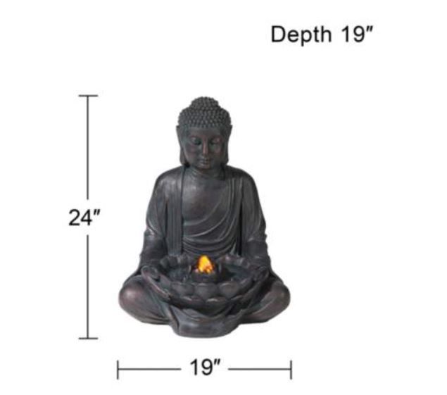 Meditating Buddha 24 High Bubbler Fountain with Light thumbnail 2