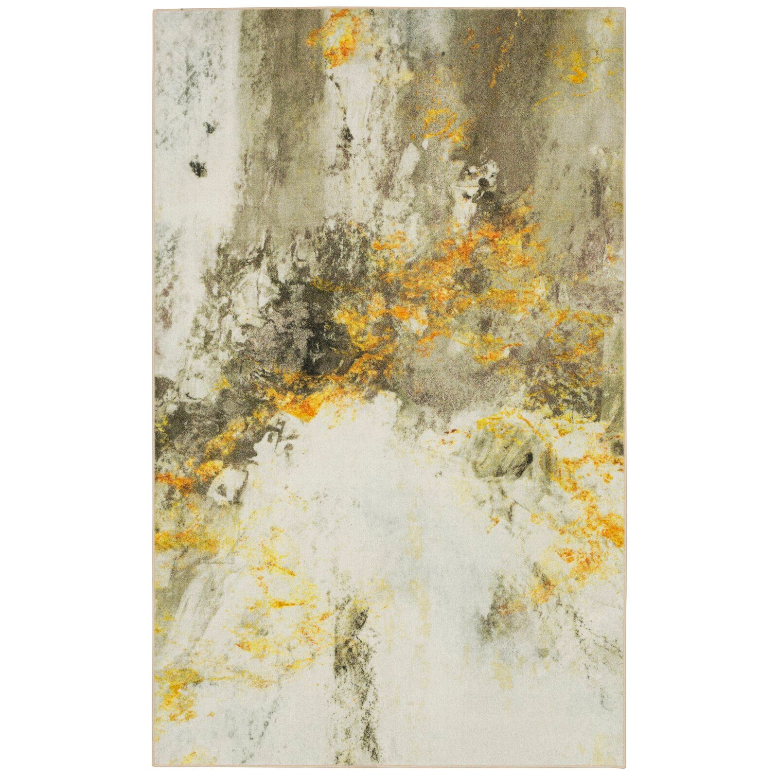 Abstract Tufted Cream Gold Area Rug thumbnail 5