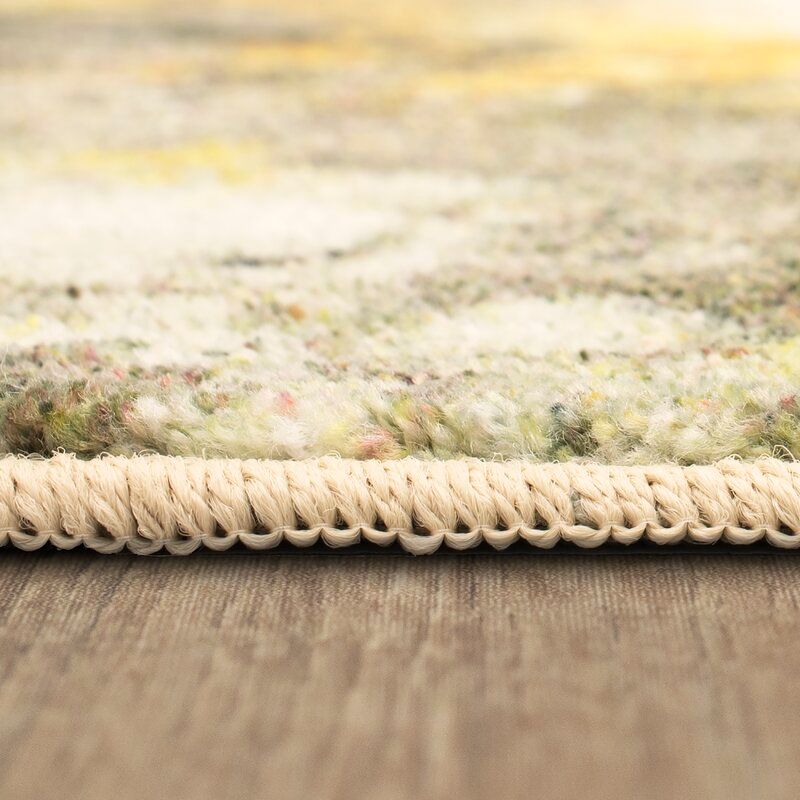 Abstract Tufted Cream Gold Area Rug thumbnail 3