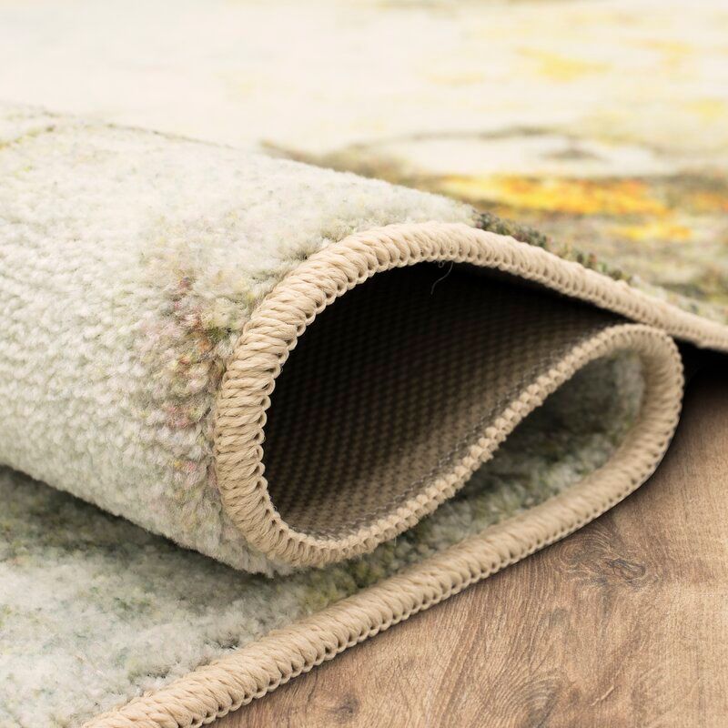 Abstract Tufted Cream Gold Area Rug thumbnail 4