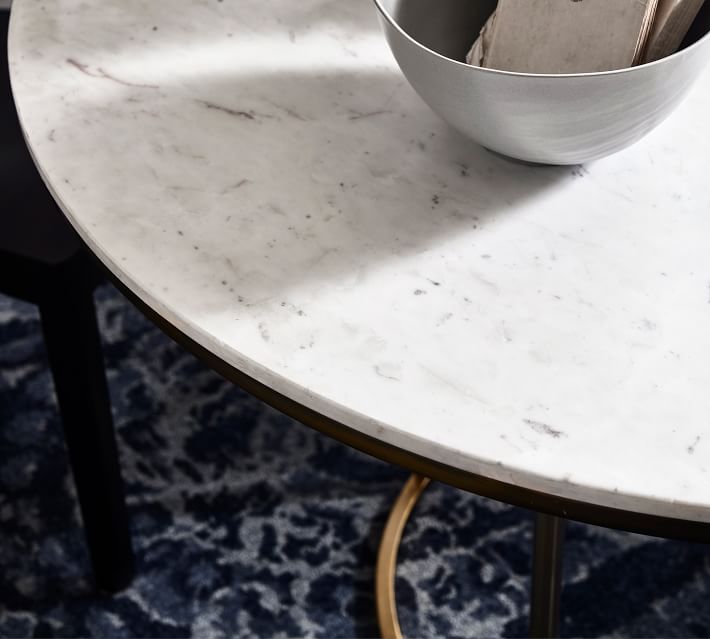 Delaney Round Marble Pedestal Dining Table thumbnail 2