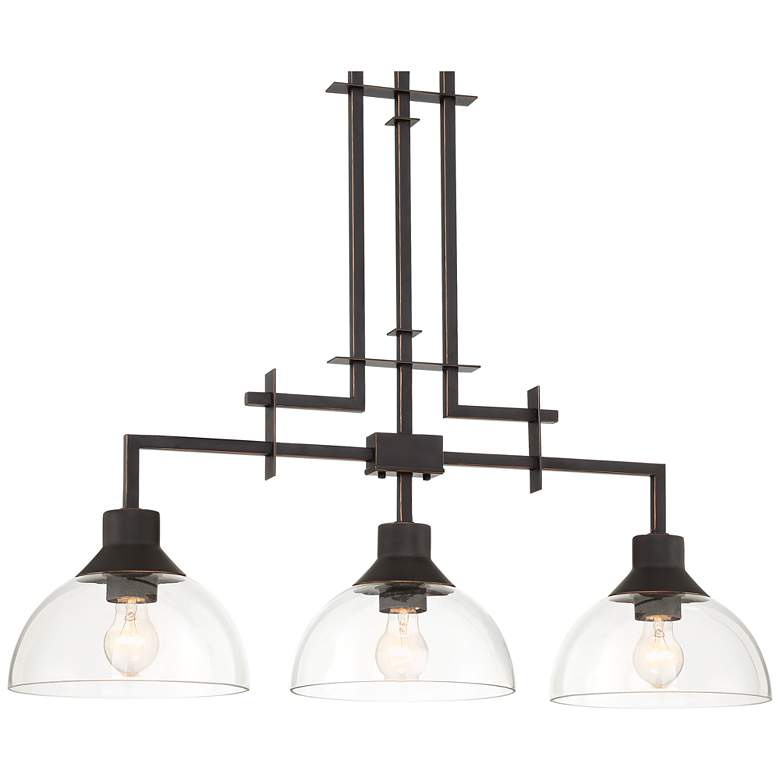 Metro Bronze Glass Kitchen Island Light Chandelier thumbnail 2