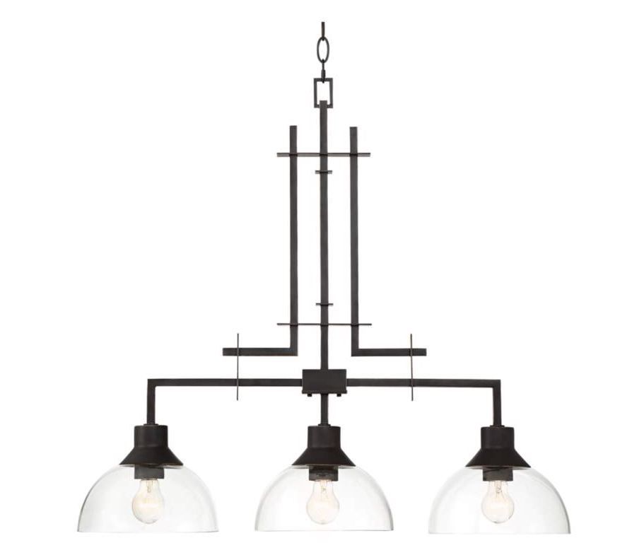 Metro Bronze Glass Kitchen Island Light Chandelier thumbnail 3