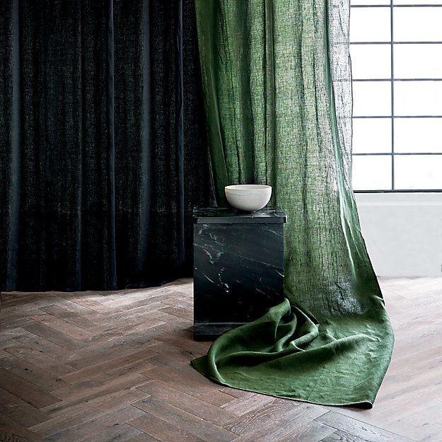 FOREST GREEN LINEN CURTAIN PANEL thumbnail 2
