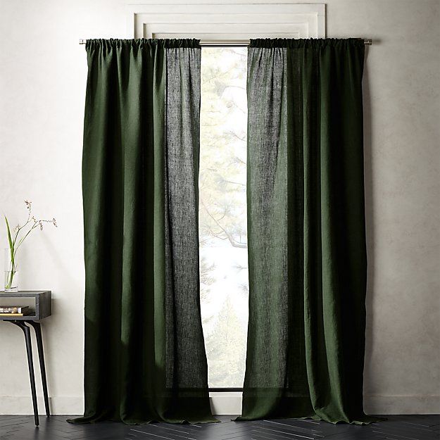 FOREST GREEN LINEN CURTAIN PANEL thumbnail 4