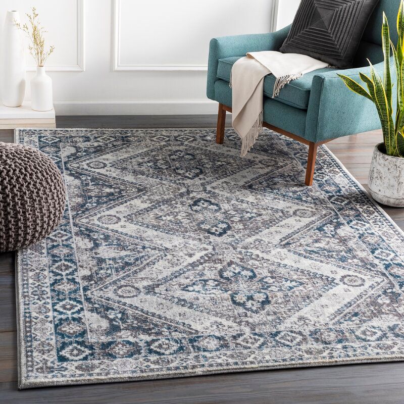 Rothenberg Abstract Aqua Navy Area Rug-9'3''x12'3'' thumbnail 3