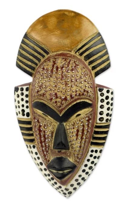 Happiness Hand Carved West African Sese Mask thumbnail 2